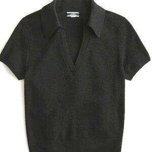NWT J.Crew Featherweight Cashmere Collared Short-Sleeve Sweater